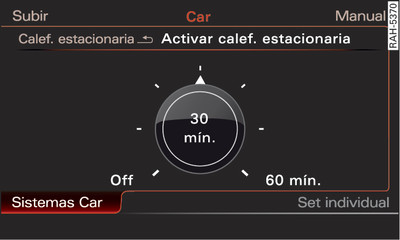 Infotainment: Encender y apagar la calefacción independiente de inmediato